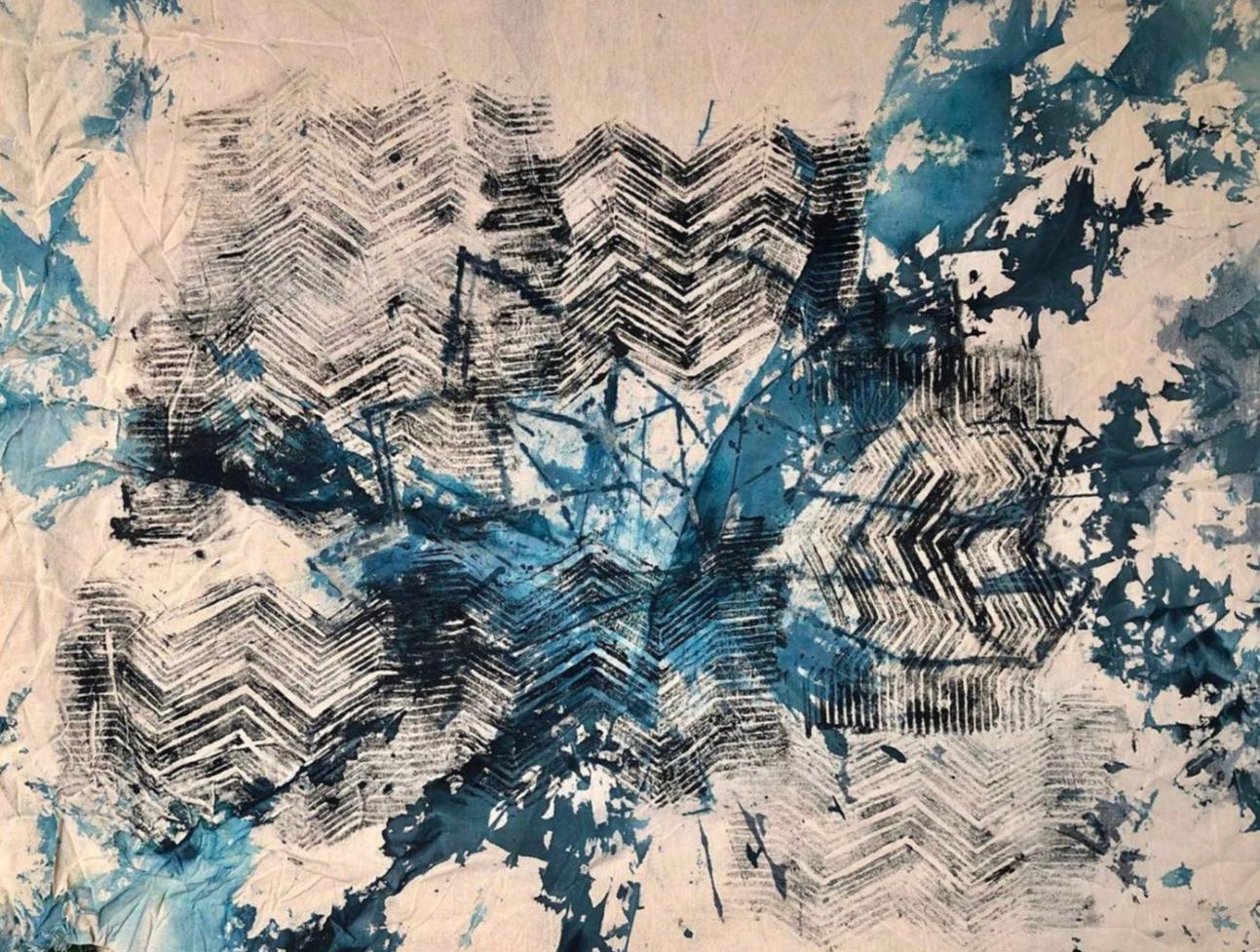 8 Banafsheh Ahmadzadeh Untitled Contrast Acrylic and Ink and Monoprint on Fabric 80x120 Cm 1403(2025)