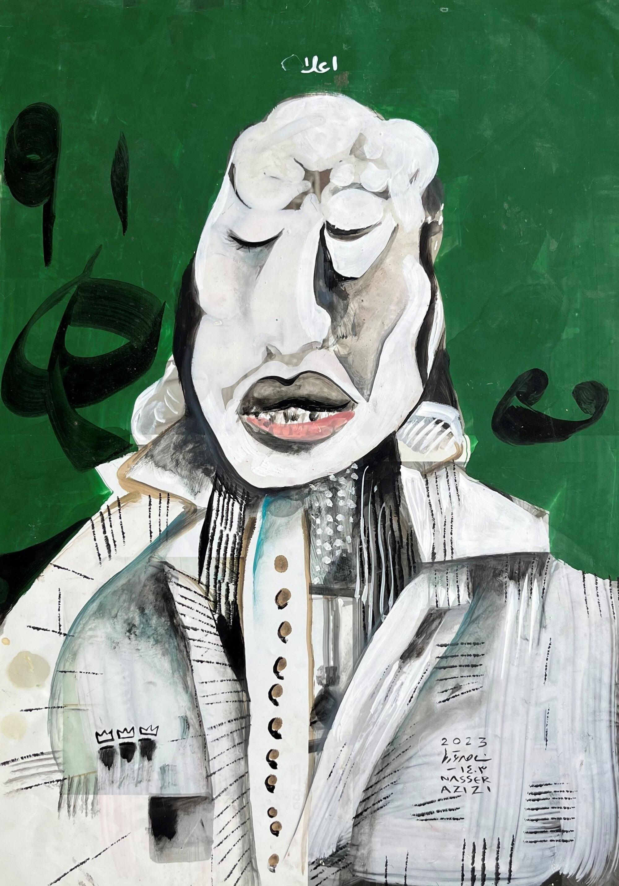 16 Nasser Azizi Aalaa the Other Face Mixed Media on Cardboard 70 X49 Cm 2023(1403)