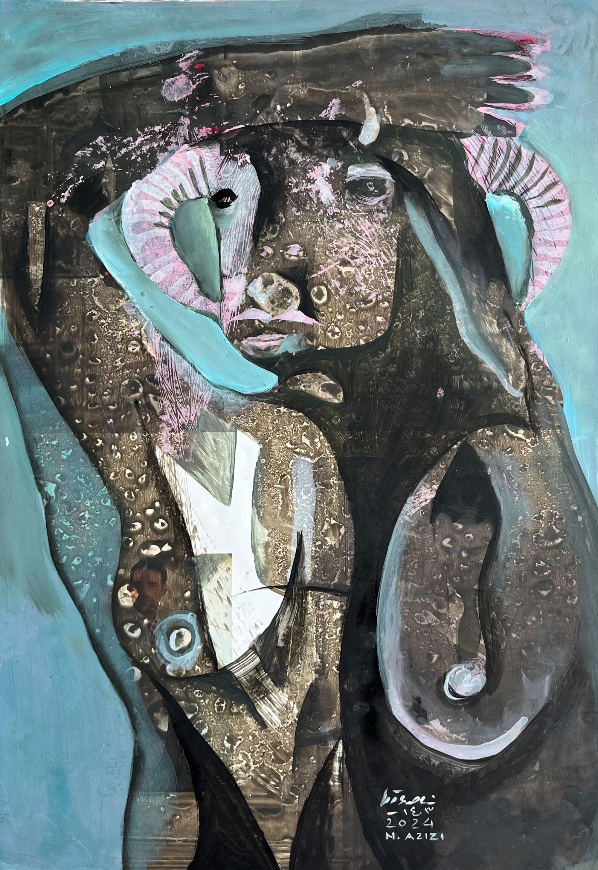 2 Nasser Azizi Untitled the Other Face  Mixed Media on Cardboard 70 X49 Cm 2024(1403)